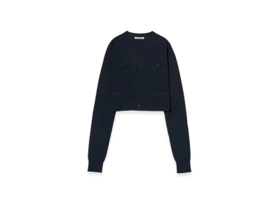 AURALEE Super High Gauge Cotton Knit Cardigan "Dark Navy"