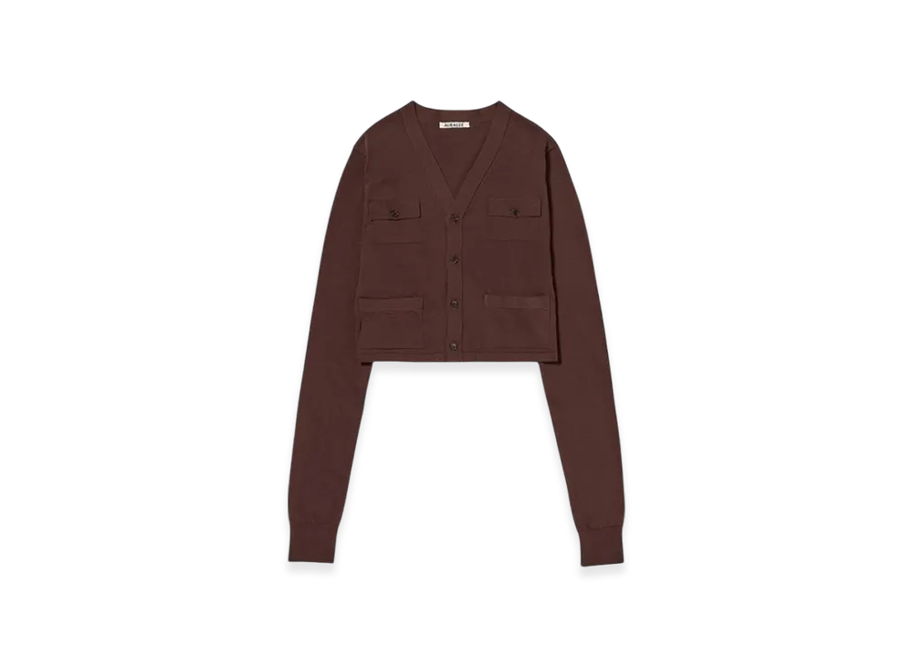AURALEE Super High Gauge Cotton Knit Cardigan "Brown"