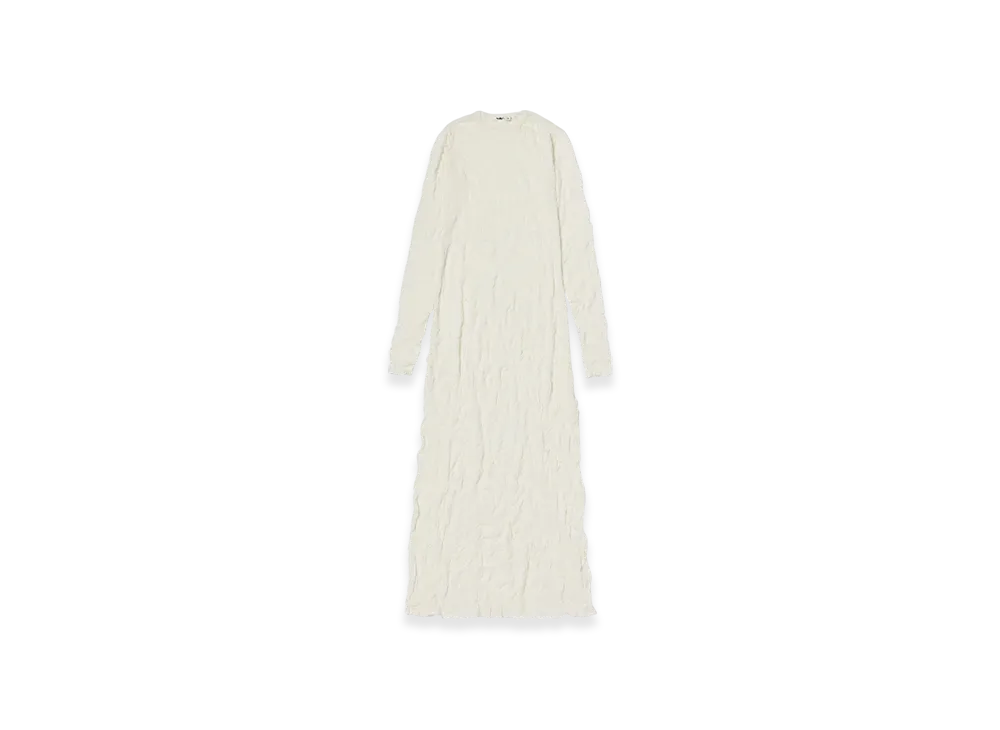 AURALEE Wrinkled Wool Polyester High Gauge Knit Dress "Ivory White"