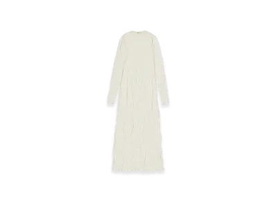 AURALEE Wrinkled Wool Polyester High Gauge Knit Dress "Ivory White"