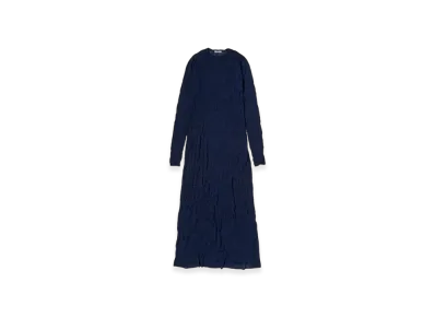 AURALEE Wrinkled Wool Polyester High Gauge Knit Dress "Navy"