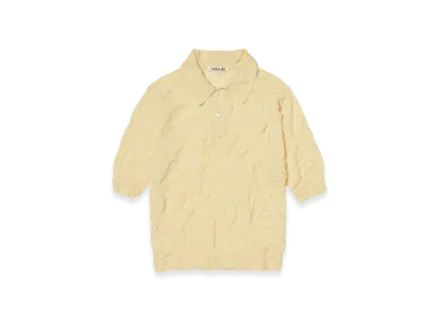 AURALEE Wrinkled Wool Polyester High Gauge Knit Polo "Yellow"