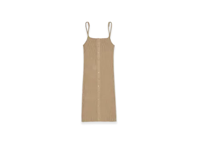 AURALEE Cotton Silk Rib Knit Mini Dress "Light Camel"