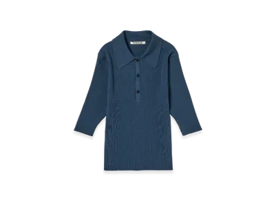 AURALEE Cotton High Gauge Rib Knit Polo "Navy"