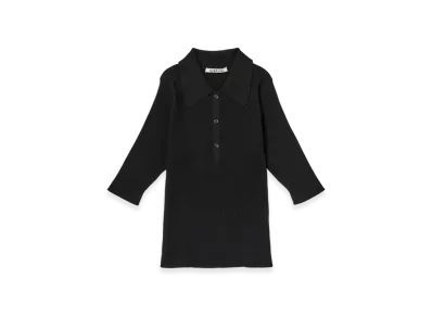 AURALEE Cotton High Gauge Rib Knit Polo "Black"