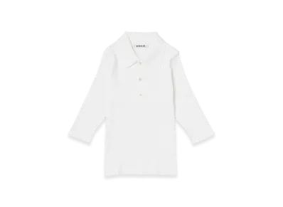 AURALEE Cotton High Gauge Rib Knit Polo "White"