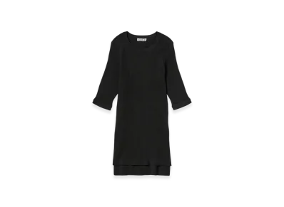 AURALEE Cotton High Gauge Rib Knit Tee "Black"