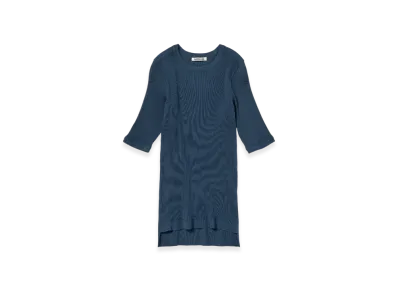 AURALEE Cotton High Gauge Rib Knit Tee "Navy"