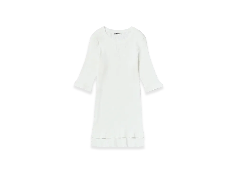 AURALEE Cotton High Gauge Rib Knit Tee "White"