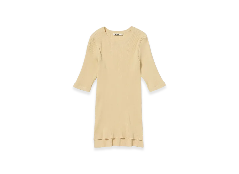AURALEE Cotton High Gauge Rib Knit Tee "Yellow"