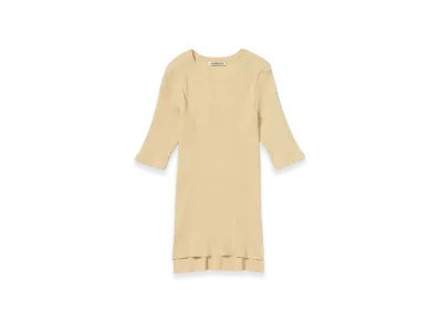 AURALEE Cotton High Gauge Rib Knit Tee "Yellow"
