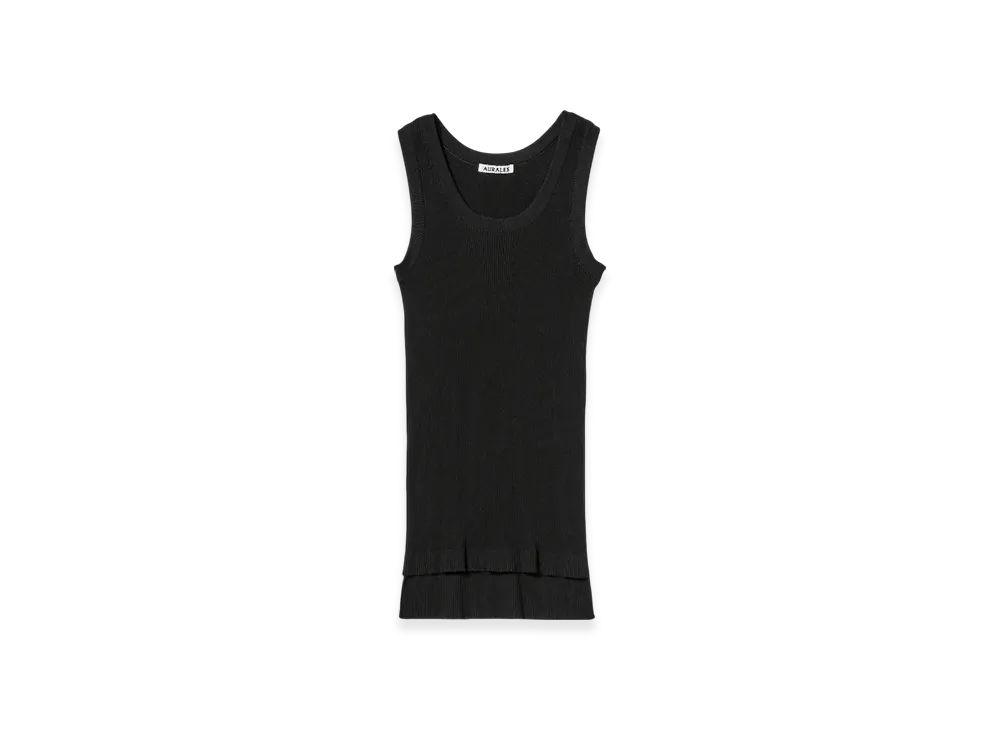 AURALEE Cotton High Gauge Rib Knit Tank Top "Black"