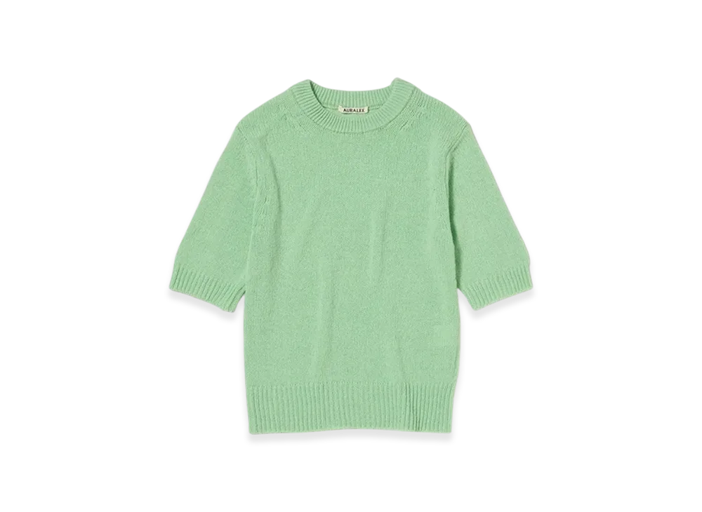 AURALEE Summer Cashmere Knit Tee "Light Green"