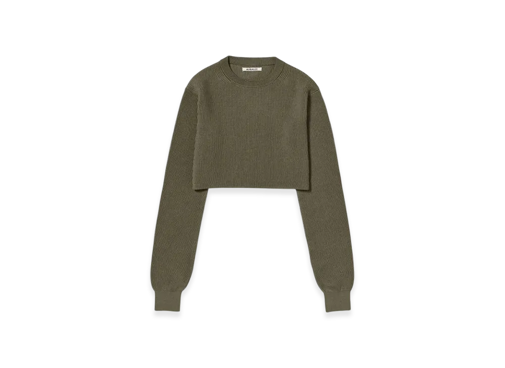 AURALEE Flat Yarn Rib Knit Short P/O "Khaki"