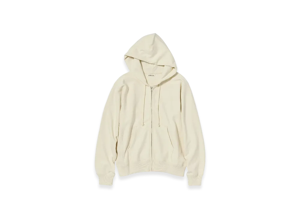 AURALEE Smooth Soft Bd Sweat Zip Parka "Smoky White"