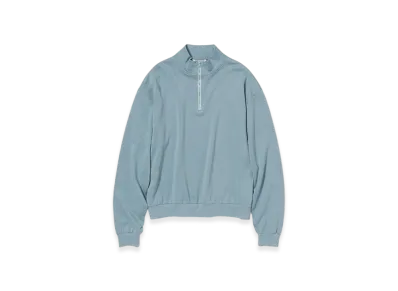 AURALEE Super High Gauge Half Zip P/O "Blue Grey"