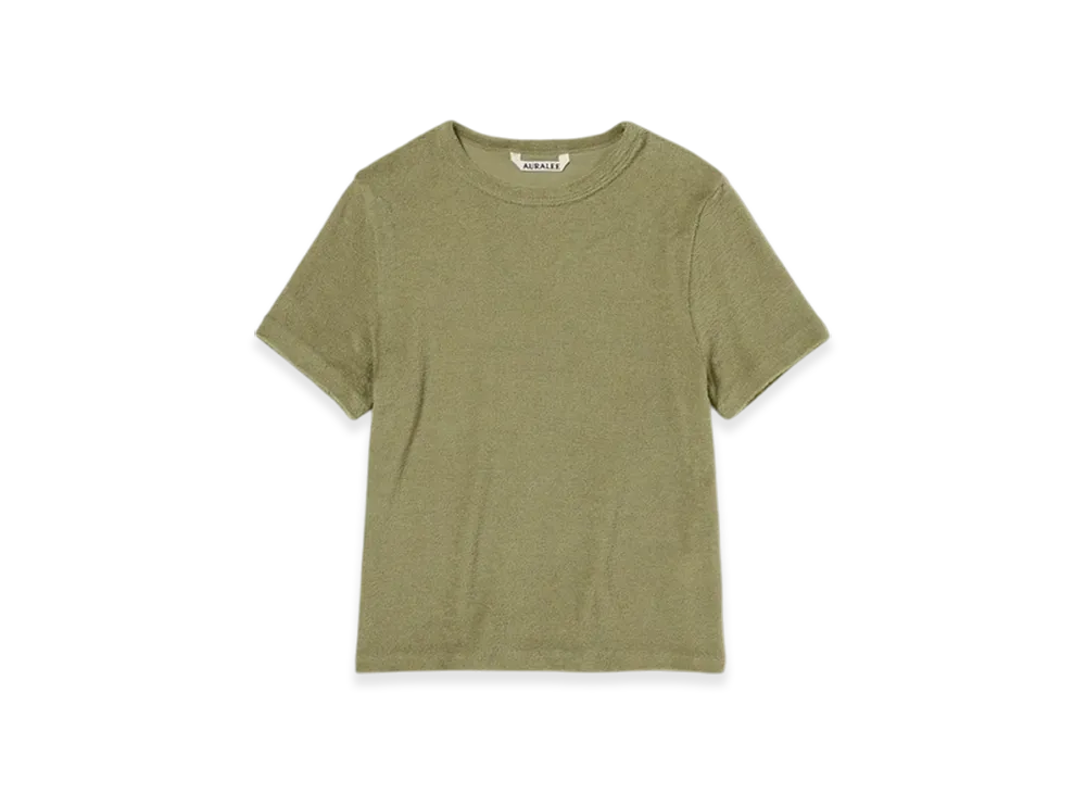 AURALEE Washable Wool Pile Tee "Olive Khaki"