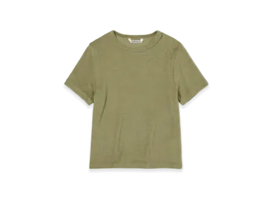 AURALEE Washable Wool Pile Tee "Olive Khaki"