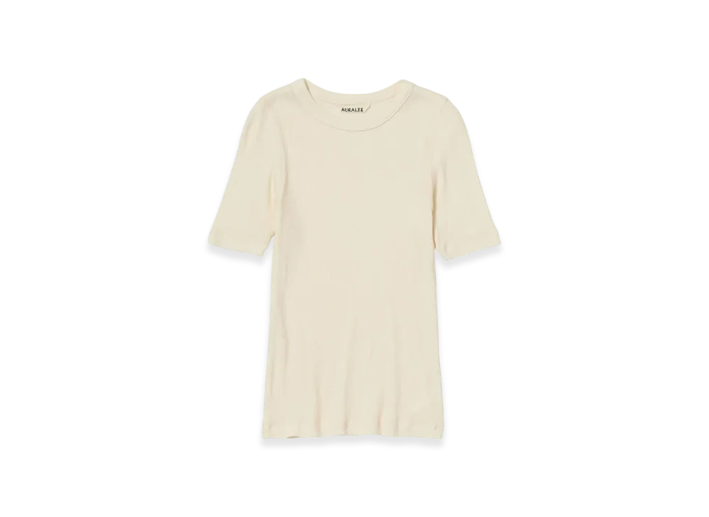 AURALEE Organic Soft Rib Tee "Ivory"