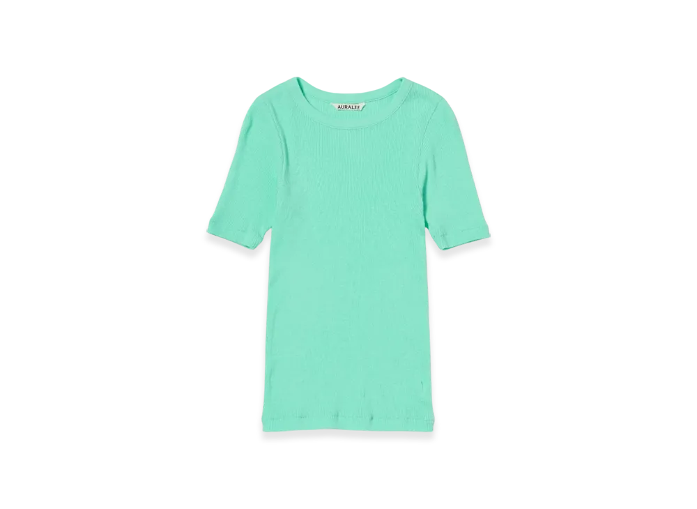 AURALEE Organic Soft Rib Tee "Aqua Green"