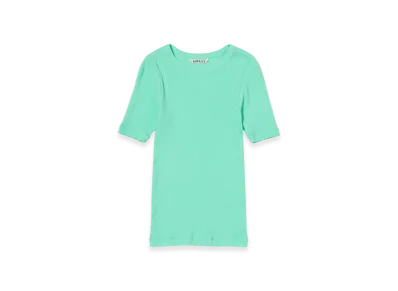 AURALEE Organic Soft Rib Tee "Aqua Green"