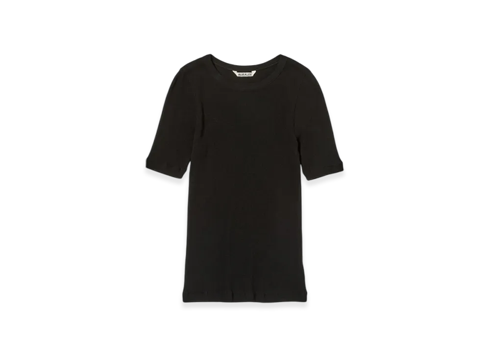 AURALEE Organic Soft Rib Tee "Black"