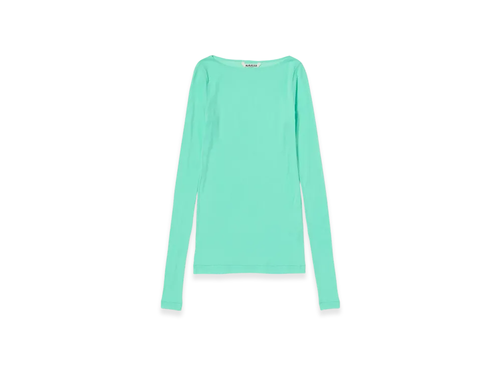 AURALEE Super High Gauge Sheer Rib Boat Neck L/S Tee "Aqua Green"