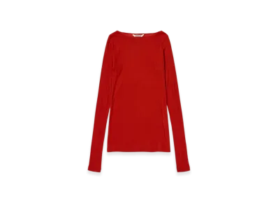 AURALEE Super High Gauge Sheer Rib Boat Neck L/S Tee "Red"