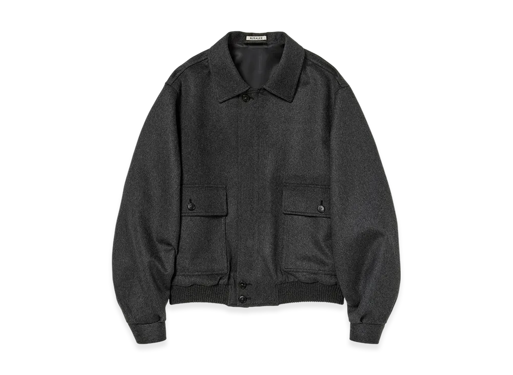 オーラリー カシミア モールスキン ジップジャケット "トップチャコール"