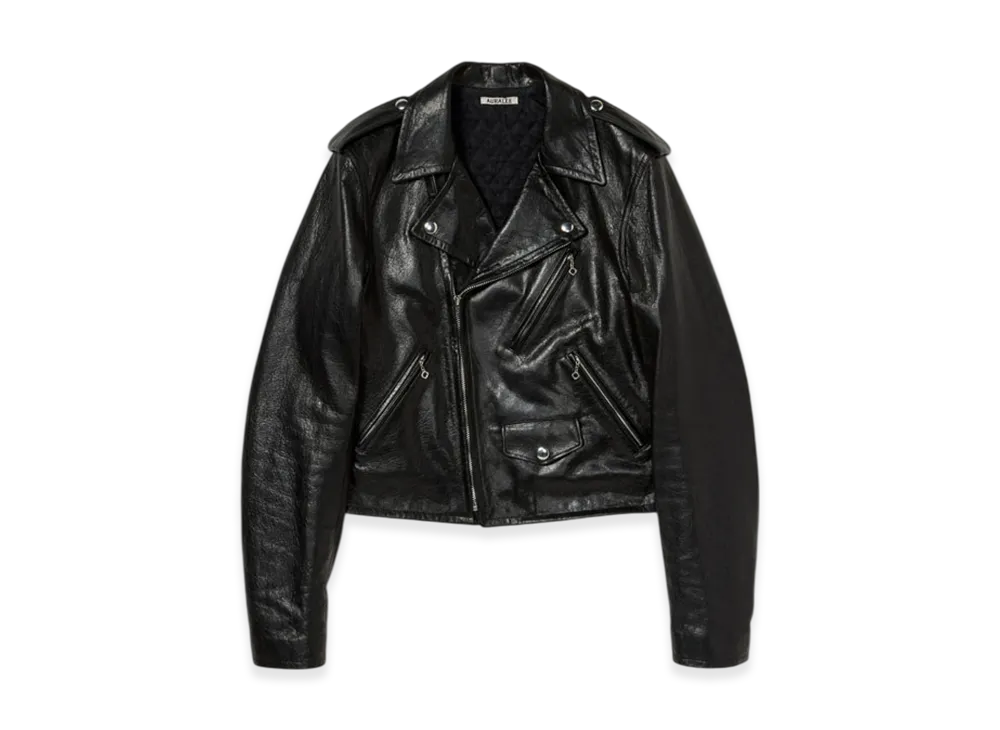 AURALEE Lamb Leather Riders Jacket "Top Gray"