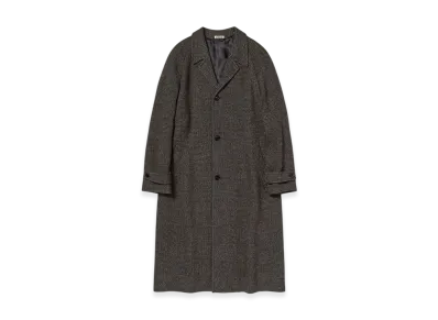 AURALEE Alpaca Wool Silk Tweed Soutien Collar Coat "Gray Brown Hairline"