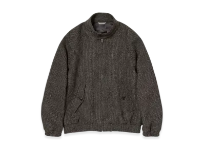 AURALEE Alpaca Wool Silk Tweed Zip Blouson "Gray Brown Hairline"