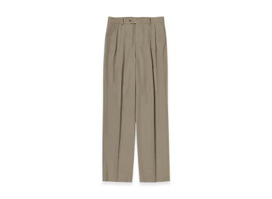AURALEE Light Wool Max Gabardine Two-Tuck Slacks "Khaki Chambray"