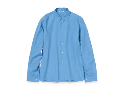 AURALEE Washed Finx Twill Double-Cuff Shirt "Blue"