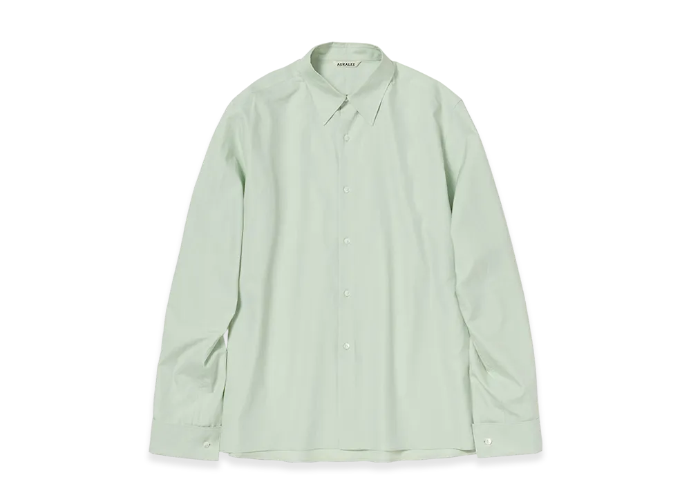 AURALEE Washed Finx Twill Double-Cuff Shirt "Light Khaki"