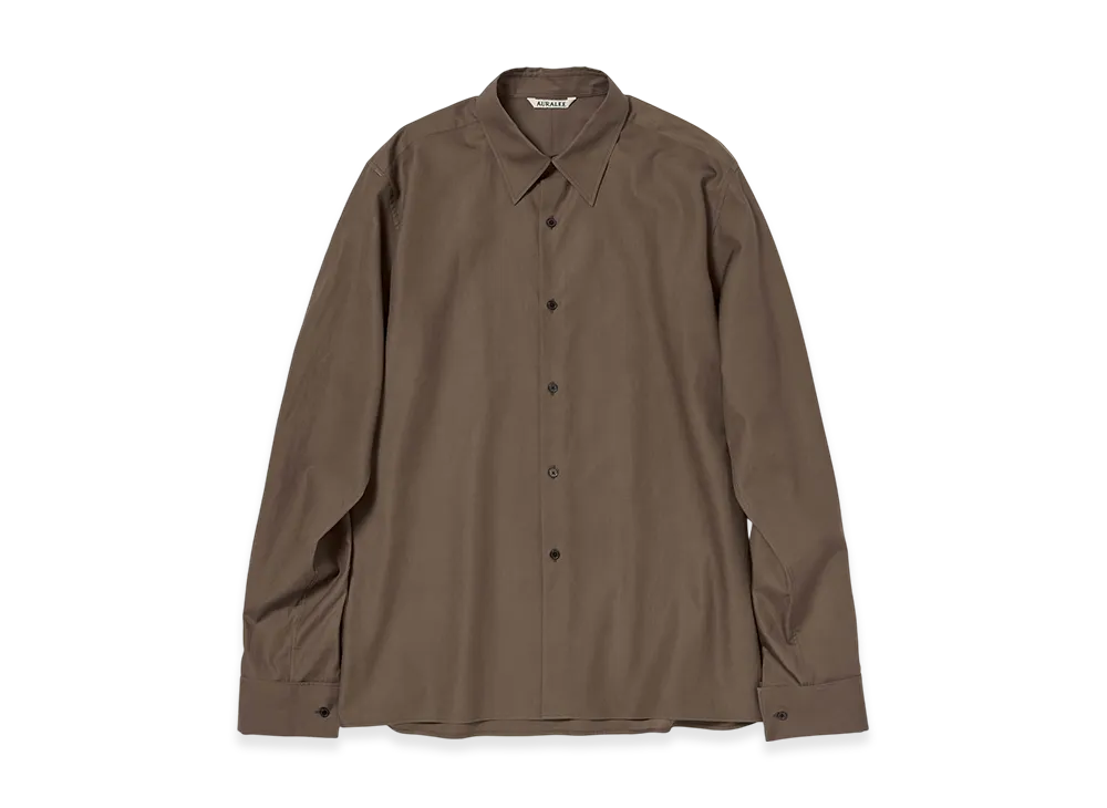 AURALEE Washed Finx Twill Double-Cuff Shirt "Brown"