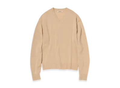AURALEE Light Cashmere Knit V-Neck P/O "Beige"