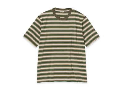 AURALEE Gradient Stripe Jersey Tee "Fade Brown Stripe"