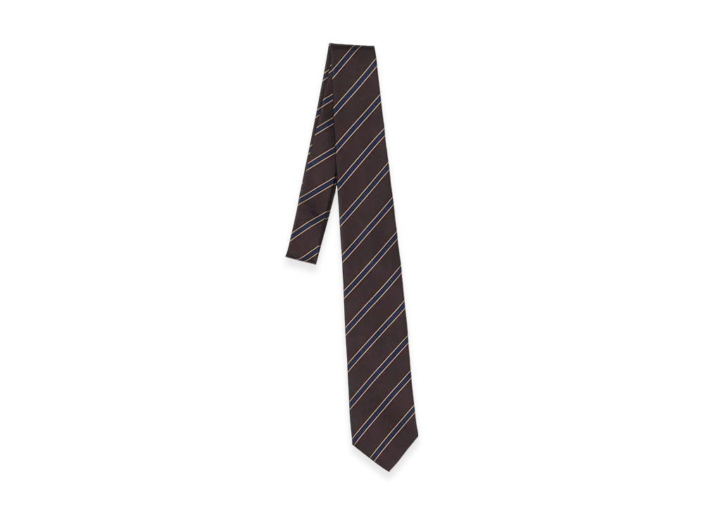 AURALEE Silk Stripe Tie "Dark Brown Stripe"