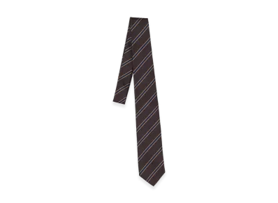 AURALEE Silk Stripe Tie "Dark Brown Stripe"