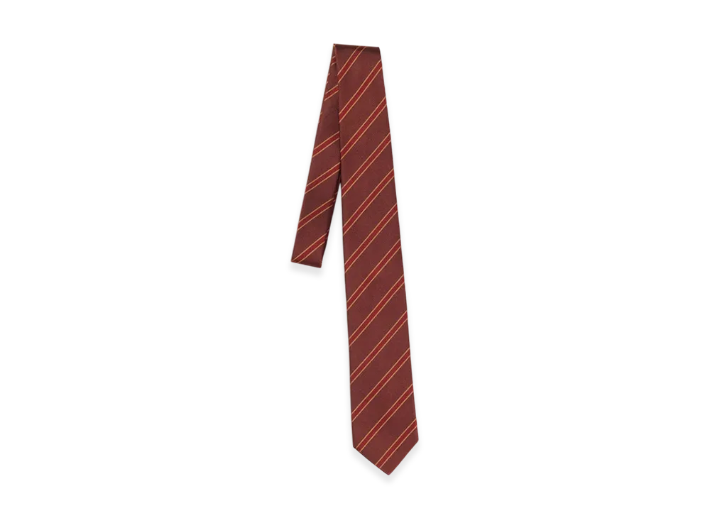AURALEE Silk Stripe Tie "Olive Stripe"