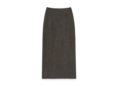 AURALEE Women's Alpaca Wool Silk Tweed Pencil Skirt "Gray Brown Hairline"