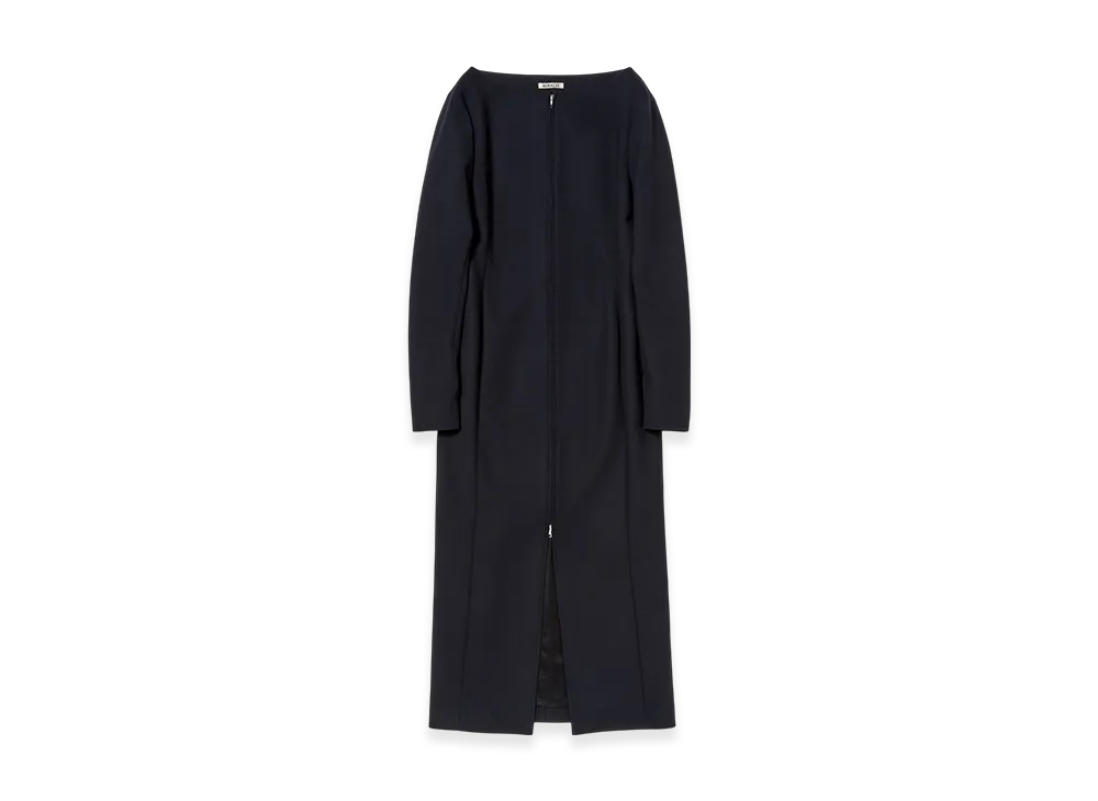 AURALEE Women's Tense Wool Double Cloth Front-Zip Dress "Dark Navy"