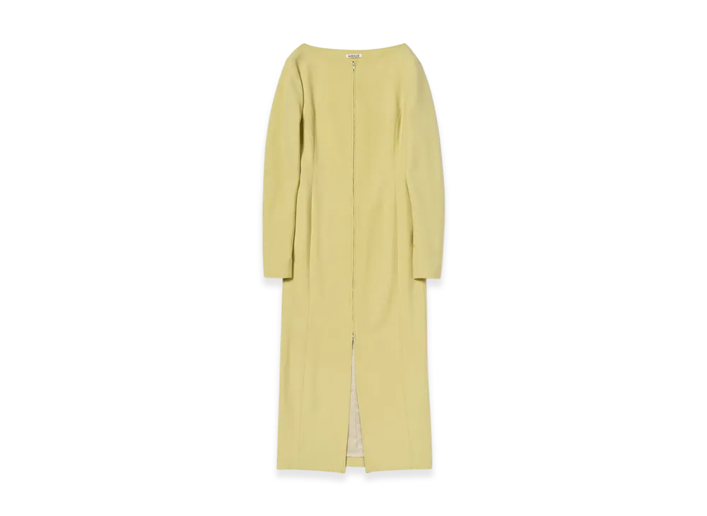 AURALEE Women's Tense Wool Double Cloth Front-Zip Dress "Dusty Lime"
