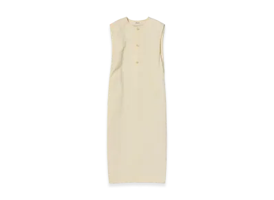AURALEE Women's Structured Wool Double Cloth Sleeveless Dress "Top Ecru"