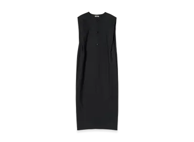 AURALEE Women's Structured Wool Double Cloth Sleeveless Dress "Top Black"