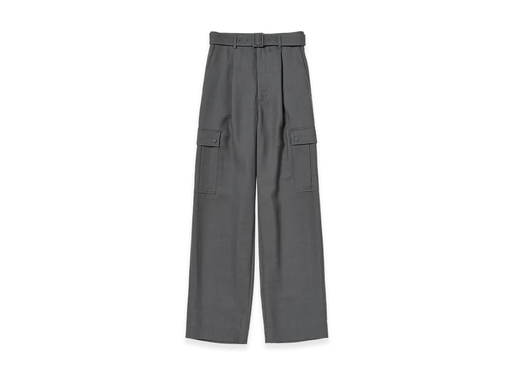 AURALEE Women's Structured Wool Double Cloth Cargo Pants "Top Gray"
