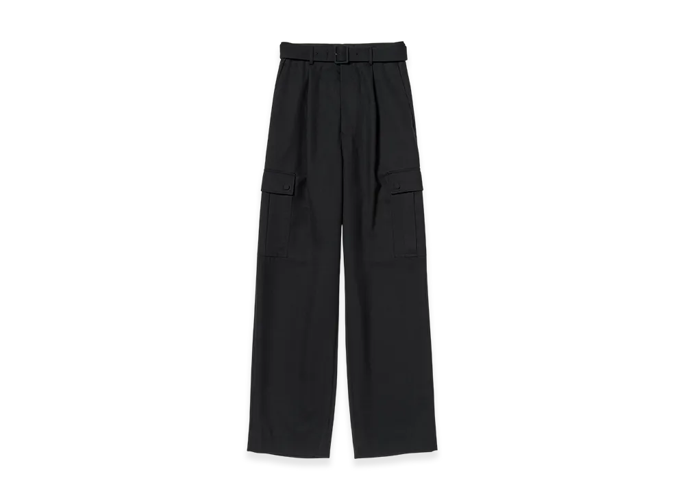 AURALEE Women's Structured Wool Double Cloth Cargo Pants "Top Black"