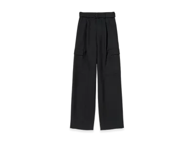 AURALEE Women's Structured Wool Double Cloth Cargo Pants "Top Black"