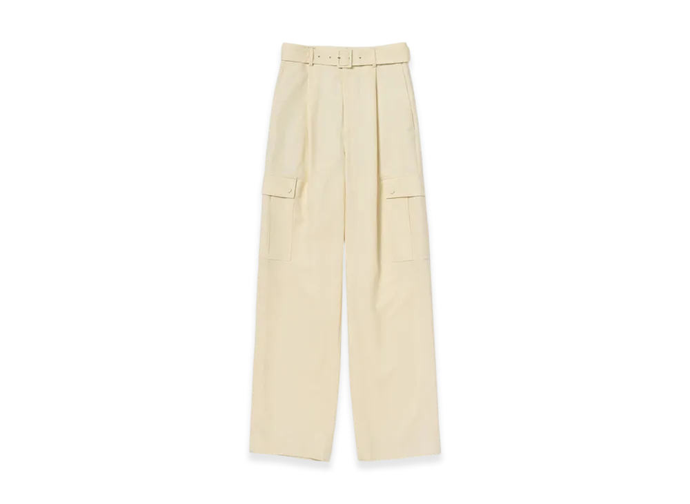 AURALEE Women's Structured Wool Double Cloth Cargo Pants "Top Ecru"